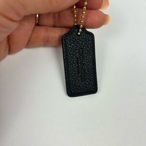 Coach Black Leather Keychain Key Fob with Original Chain
